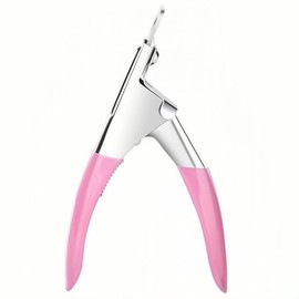 Corigly Acrylic False Nail Clipper: Adjustable Fake Nail Stainless Trimmer for Salon Home Nail Art, U-shaped Acrylic Nail Cutters for Nail Tips (Pink)