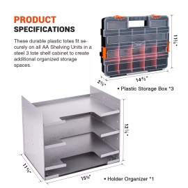 AA Products Inc P-SH-Tote Shelf Kit for Van Shelving Storage 3 Plastic Storage Box