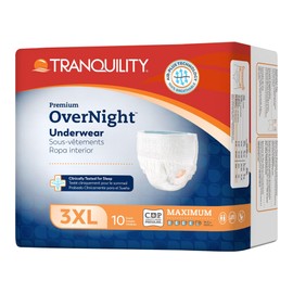TRANQUILITY Tranquility Premium Overnight Disposable Absorbent Underwear (10 Count) - 3XL, 75-95 in. Waist - Maximum Absorbency, All-Night Sleep, Breathable Comfort, 10 Adult Diapers