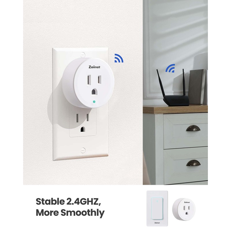 Zoiinet Smart Plug Switch, 2.4G WiFi Outlet, Compatible with Alexa,