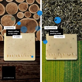 Peeling & Scrub Natural Handmade Soap Bars - 2 Black Tea Soaps & 2 Coffee Scrubber Soap Bars - Moisturising - Vegan & Cruelty Free Full Body & Face Bath Soaps