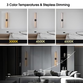 Battery Operated Wall Sconces Set of Two, Dimmable Battery Wall Sconce with Remote Control, 3000K-6000K Infinite Wall Sconce, Wireless Wall Lights for Living Room Bedroom Hallway Decor 34.7 Inch