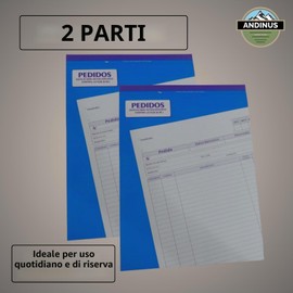 ANDINUS Confezione da 2 librerie per ordini autocopianti, 50 fogli duplicati, formato A4 (21 x 28,5 cm) | Copia senza carbone | Formato professionale (80072-ordine)