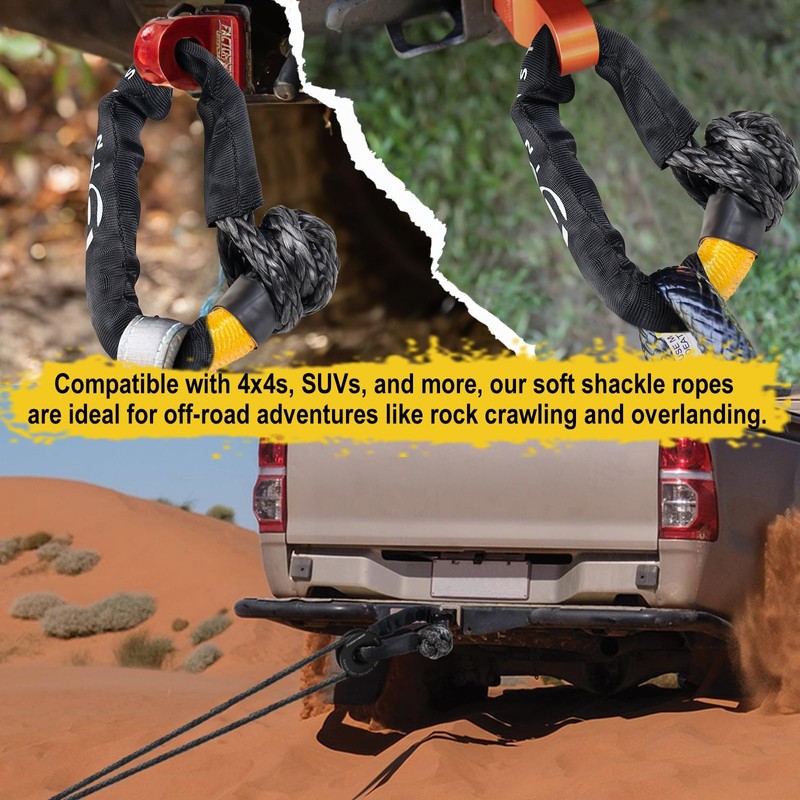 BUNKER INDUST 2Pcs Synthetic Soft Shackle Rope,1/2 Inch x 23