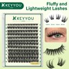 KEYYOU Thick Eyelash Extensions, 144 Pieces, D Curl Eyelash Clusters,