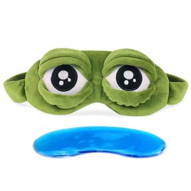 FENQURO Children's Sleeping Mask, Funny Gifts, Sleeping Mask Funny, Eye Mask, Fluff Cartoon Frog Sleeping Funny Novelty Eye Cover Eyeshade Travel Mask (Green)