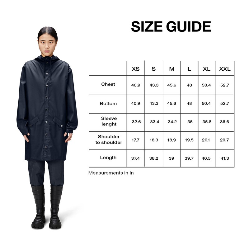 RAINS Long Jacket Navy M