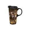 Evergreen Flag Ceramic Travel Cup, 17 OZ.,w/box, Running Horses