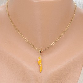 M&T 2015 18K Gold Plated Pendant Necklace, Italian Horn Charm Necklace Best Gift NP16