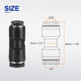 sourcing map 5pcs Push to Connect Fittings 1/4" OD x 5/32" OD Straight Pneumatic Connector Zinc Alloy Quick Connect Union Two-Way Fittings for Semi Truck Trailers Air Brake System, Black