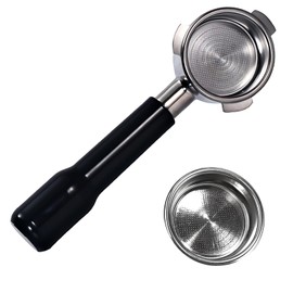 54mm Bottomless Portafilter - with Stainless Steel Filter Basket, Compatible with Breville Barista Pro, Bambino Plus, Barista Express Impress, Infuser, Barista Touch, Duo-Temp Pro & Bambino (Black)