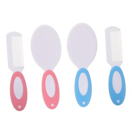 Ipetboom Hair Brush and Comb Set for Newborns with Soft Nylon Bristles Ergonomic Handle Pink and Blue Colors Gentle Haircare Kit for Bathing Shampooing and Grooming