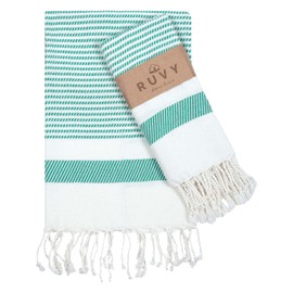 Ruvy Home Basics Turkish Hand Towels for Bathroom Set of 2 | 18"x40", Cotton | Bathroom Hand Towels & Decorative Hand Towels for Bathroom, Kitchen Towels, Dishcloth, Tea, Yoga, Face, Gym - Green