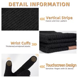 HOLDINA Winter Gloves Men Touchscreen Texting,Gloves for Men Knit Warm Anti-Slip Design,Gloves for Women Thermal Fleece Lined for Cold Weather (Burgundy-M)