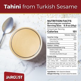Bulk Tahini, 4.4lb, Tahini for Dubai Chocolate, Tahin Paste for Hummus, Tahina Sauce, Tahin Cream, Perfect in Dressing, Halvah, Hummus, Dubai Chocolate Pistachio, Vegan