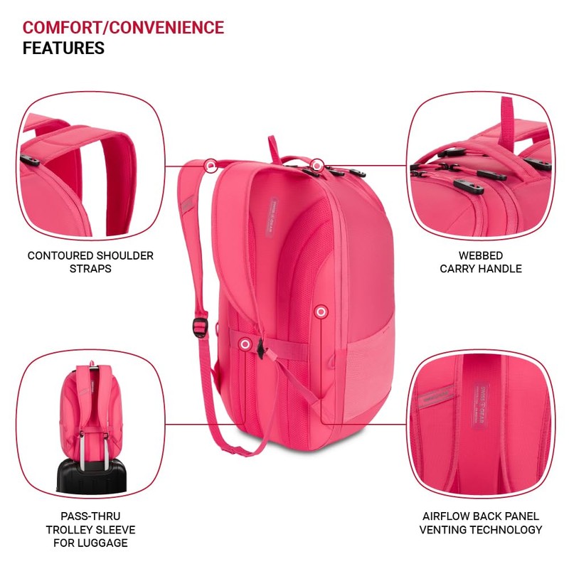 SwissGear 8119 Laptop Backpack, Fits up to 17-Inch Laptop, Pink