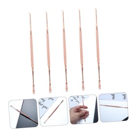 KOMBIUDA 5pcs Double- Ear Cleaning Tools for Safe Ear Wax Removal Non- Grip Portable Earpicks for Home Care Rose Gold Design