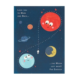 Valentines Day Card For Him/Her With Envelope - Cute Planets Design, By UK Greetings
