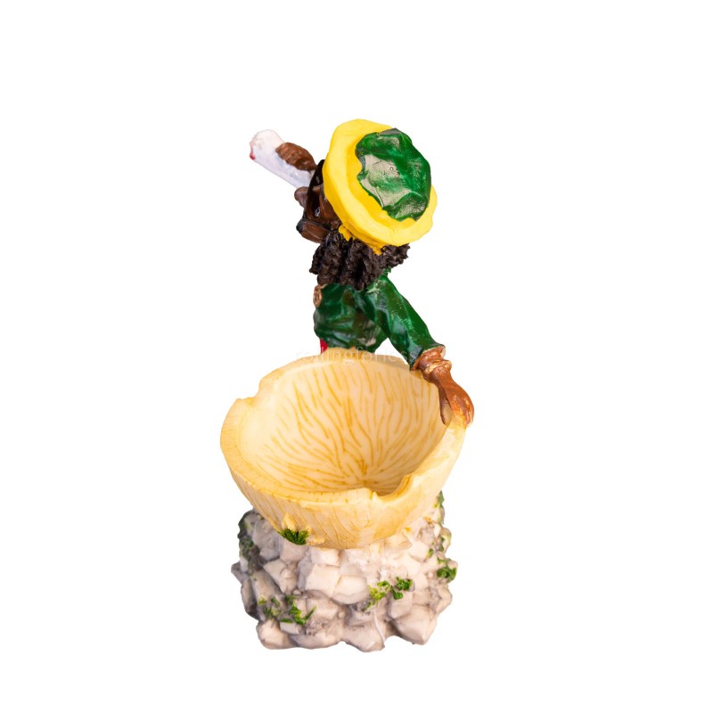 4.75" Small Rasta Jamaican Man Holding Bowl Polyresin Ashtray Decoration
