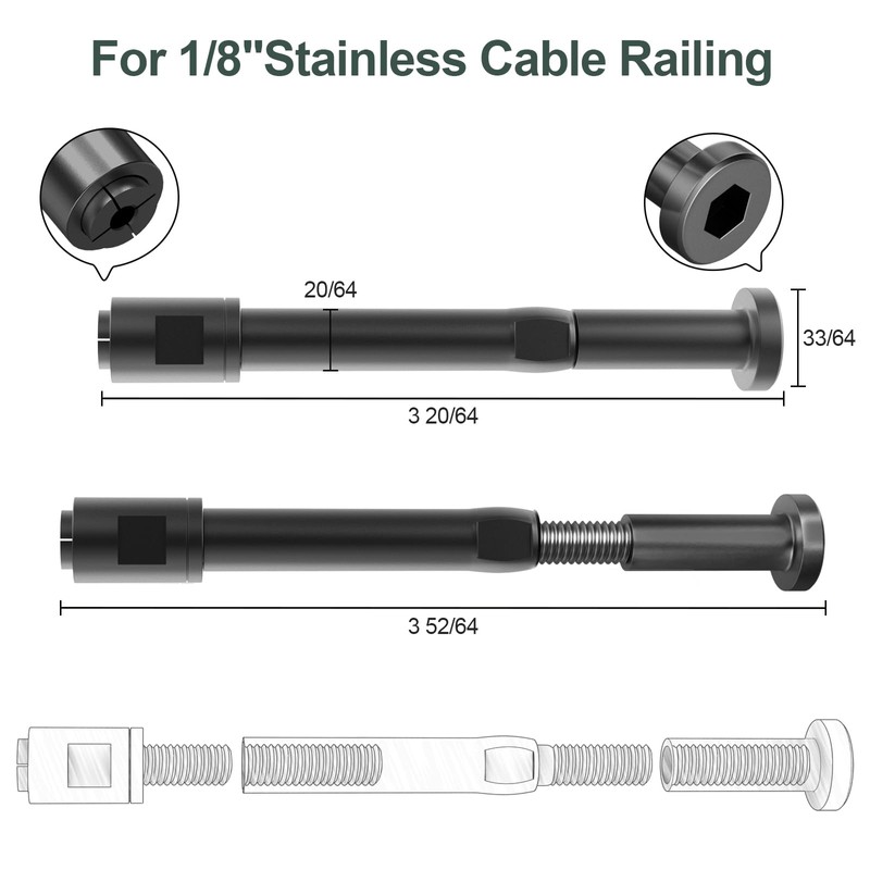 [Patent] BLIKA 10 Pack 1/8" Black Swageless Invisible Cable Railing