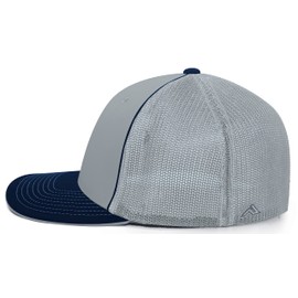 Pacific Headwear Standard Trucker Pacflex Cap, Silver/Navy Small