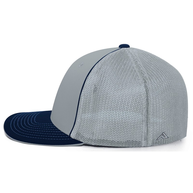 Pacific Headwear Standard Trucker Pacflex Cap, Silver/Navy Small