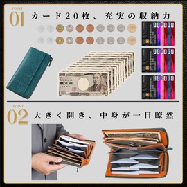 Fabrizio Men's Long Wallet, Women's, Leather Brand, Large Capacity, L-Shaped Zipper, Thin, Easy to Use for Smartphones, 20 Cards, Popular, Coin Purse, Italian Leather, Genuine Leather, YKK Zipper,