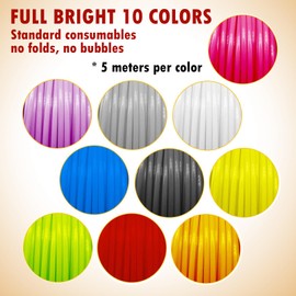 JYJLLM 3D Pen Filament Refills PLA, 10 Colors 1.75mm Each Color 16.4 Feet Total 164 Feet, 3D Priter Pen Filament for Most Intelligent 3D Pen & 3D Printer.