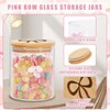 FYSUIMU 3Pcs Trendy Pink Bow Glass Storage Jars with Airtight