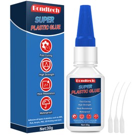 Plastic Glue 30 g, Super Glue for Plastic, Instant Model Glue with Anti-Clog Cap, Strong Clear Plastic Glue for Miniatures, Plastic, Model, PLA, 3D Printing, Acrylic, PVC, Waterproof, Heat-Resistant