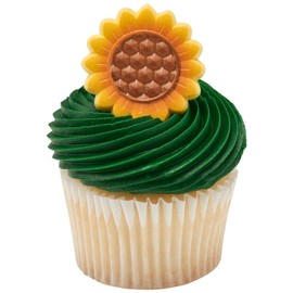 DECOPAC Sunflower Cupcake Rings Party Favors - 24 pc, Yellow