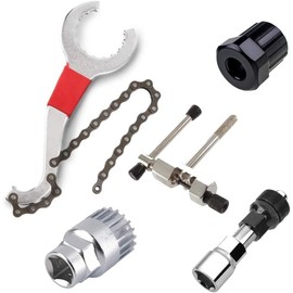 Lostwry 5 Piece Bicycle Cassette, Bicycle Repair Set with Crank Puller and Bottom Bracket Remover Chain Whip, Crank Puller, Chain Tool