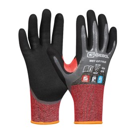 Gebol Wet Cut F Plus Cut Protection Gloves with Waterproof Nitrile Coating Protective Glove Work Gloves Touch Capable Washable Sustainable Women and Men Size XL 1 Pair