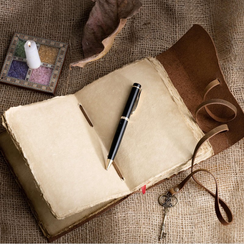 8 inch Urban Leather Rustic Vintage Medieval Journal Old Deckle