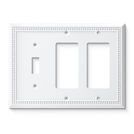 Henne Bery Sunken Pearls Decorative Wall Plate Switch Plate Outlet Cover (Single Toggle/Double Decorator, White)