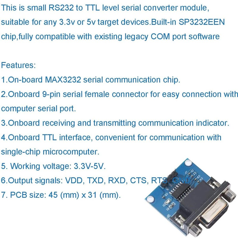 AYMBH MAX3232 RS232 to TTL Serial Port Converter Transceiver Module
