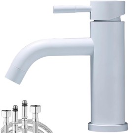 White Colour Stainless Steel Faucets Bathroom Mixer Tap Sink Faucet