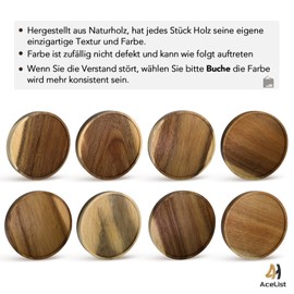 AceList Wooden Wall Shelf, Floating Shelf, Round Wall Shelf, Small Wall Shelf, Decorative Shelf, Plant Shelf, Wooden Shelf, Wall Shelf, Hanging Shelf, Beech Wood, Set of 3, Brown (Diameter 15 cm)