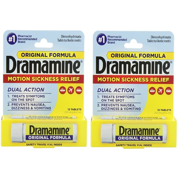 Dramamine Motion Sickness Relief Original Formula, 50 mg, 12 Count