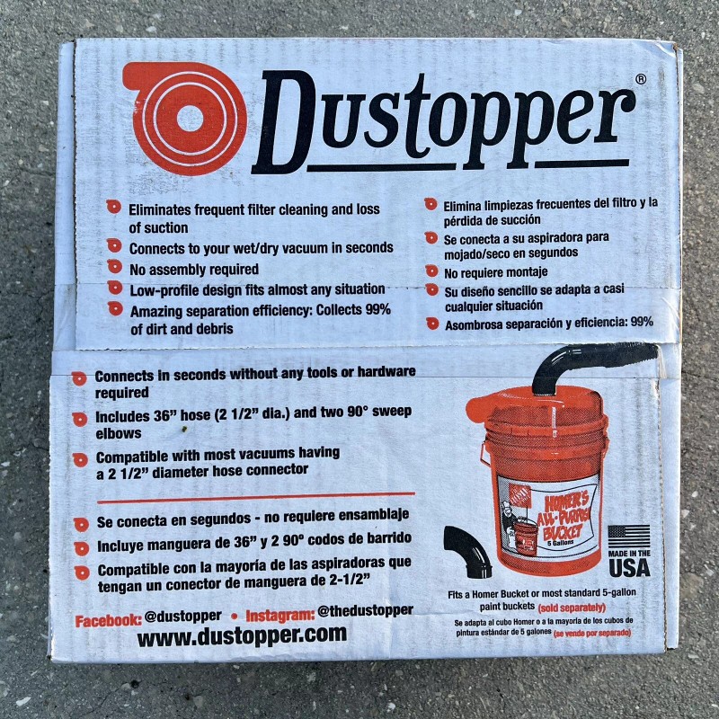 Dustopper High Efficiency Dust Separator, 12” dia., 2.5”x36” Hose, 2