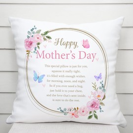 Mother’s Day Cushion Gifts for Mother’s Day, Cushion Cover, Throw Pillow Cover, Thoughtful Gifts for Mum from Daughter, Son, Sentimental Verse, Butterflies, Flowers