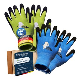 LAUTER SCHUTZ ® Children: 2 Pairs Palm Coated Stretch Fabric Work Gloves Gardening Work Gloves (Medium (5-7 Years))
