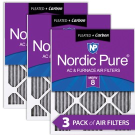 Nordic Pure 10x24x1 Furnace Air Filters MERV 8 Pleated Plus Carbon 3 Pack