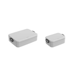 Mepal Take a Break Duo Pack Lunch Box To Go Lunch Boxes for 2 to 4 Sandwiches or 4 to 8 Bread Slices Ideal for Meal Prep Food Box with Dividers Cool Grey