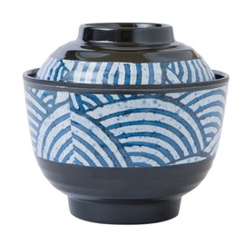 Housoutil Japanese Style Miso Soup Bowl with Lid Japanese Rice Bowl Ramen Bowl Traditional Bowl, 10 X 10 X 9. 5 cm