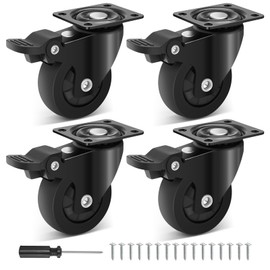 Humagineer 50 mm Wheels Wheel, Heavy Duty Casters, Safety Dual Locking Industrial Swivel TPR Castors Wheels for Furniture and Workbench Cart, Pack of 4