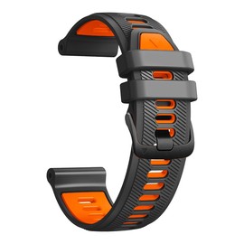 Fleshy Leaf Compatible with Garmin Forerunner 965, 955, 945, 935 Replacement Band, 22mm Wide Interchangable Bands for Fenix 7, Fenix 6 GPS, Fenix 5 Plus Smart Watch (Charcoal Gray-orange)