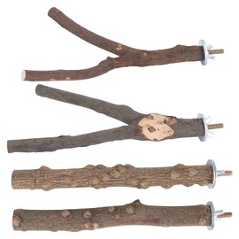 flexman 4 Packs Bird Wood Perch, Pet Standing Stick, Pepper Wood Y Shaped Stand Parakeet Standing Toy, Birdcage Paw Climbing Stands Set