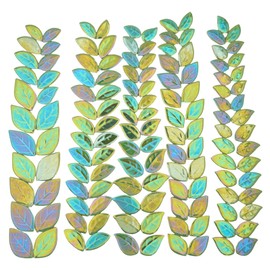 New Ceramic Leaf Mosaic Tiles, Mixed Sizes, 1.1 lbs, Beautiful Colors, Perfect for DIY Crafts, Indoor & Outdoor Decor, Garden Art & Mosaic Projects (Iridescent Light Green)