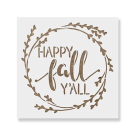 Happy Fall Yall Stencil Template for Walls and Crafts - Reusable Stencils for Painting in Small & Large Sizes